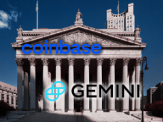 Ações judiciais em Nova York têm como alvo os gigantes do mercado de previsões Coinbase e Gemini em um grande confronto Logotipos da Coinbase e Gemini no prédio do tribunal de Nova York após ações judiciais do procurador-geral sobre mercados de previsão de criptografia e reivindicações de jogos de azar online