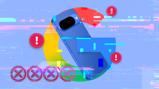 Google Pixel 10 azul sobreposto a um ícone de calendário exibindo o ano de 2030.