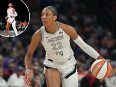 A’ja Wilson consegue contrato supermax recorde da WNBA com Aces O pivô do Las Vegas Aces, A'ja Wilson (22), dribla contra o Phoenix Mercury durante a primeira metade do jogo 4 das finais de basquete da WNBA, sexta-feira, 10 de outubro de 2025, em Phoenix.