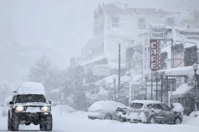 File image: Snow falls downtown, north of Lake Tahoe, during a powerful multiple day winter storm in the Sierra Nevada mountains on March 02, 2024 in Truckee, California.