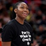 Aaliyah Boston plays for the WNBA Fever at the WNBA All-Star Game in 2025
