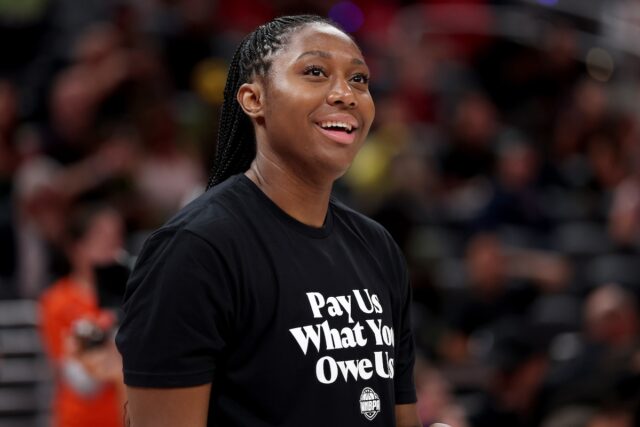 Aaliyah Boston plays for the WNBA Fever at the WNBA All-Star Game in 2025