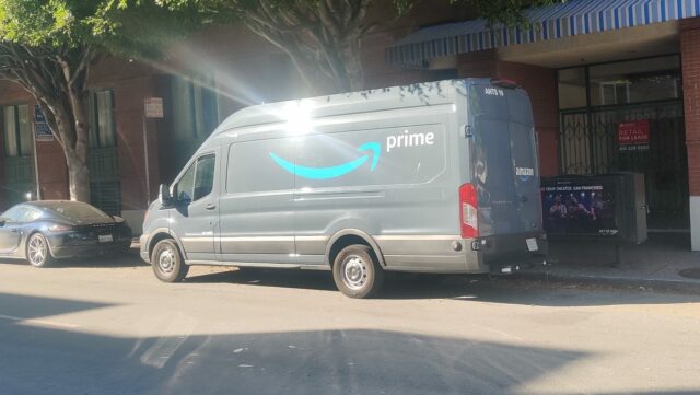 Amazon Prime van parked curbside