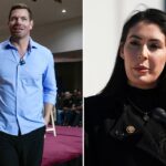 A deputada Anna Paulina Luna fala à imprensa em um pódio com o selo da Câmara dos Representantes dos EUA.