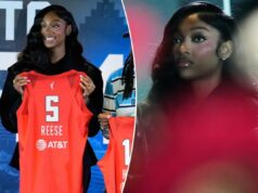 Angel Reese é sincero sobre a separação da Sky e por que era hora de seguir em frente: ‘Queria mais’ Angel Reese em entrevista coletiva.