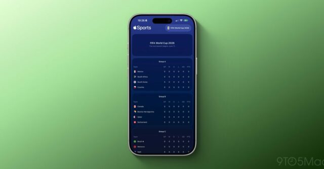 Apple Sports adiciona suporte para a Copa do Mundo FIFA de 2026
