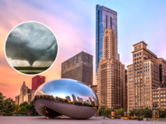 Área de alerta do mapa de tornado como milhões em risco Área de alerta do mapa de tornado como milhões em risco