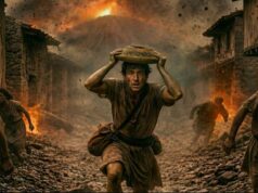 Arqueólogos de Pompéia usam IA para gerar imagem de romano fugindo da erupção do Vesúvio ‘com um pote de terracota na cabeça’ A imagem gerada por IA mostra um homem correndo para salvar sua vida enquanto segura um pote de terracota na cabeça enquanto a lava sufoca a cidade