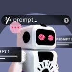 Uma mão robótica alcançando um cérebro rotulado como 'AI' emergindo de um chapéu de mágico, cercado por ícones de alerta vermelhos.