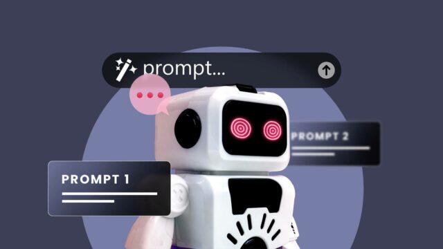 Uma mão robótica alcançando um cérebro rotulado como 'AI' emergindo de um chapéu de mágico, cercado por ícones de alerta vermelhos.