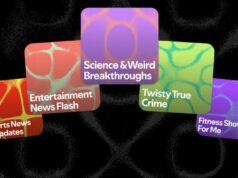 As listas de reprodução solicitadas pelo Spotify agora funcionam tanto para podcasts quanto para músicas As listas de reprodução solicitadas do Spotify agora funcionam tanto para podcasts quanto para música | O gráfico promocional mostra uma série de categorias de podcast, incluindo ciência, entretenimento e fitness