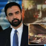 O prefeito Zohran Mamdani fala em entrevista coletiva sobre supermercados municipais.