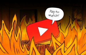 As mudanças recentes do YouTube tornaram tudo inutilizável O logotipo do YouTube cercado por vários anúncios.