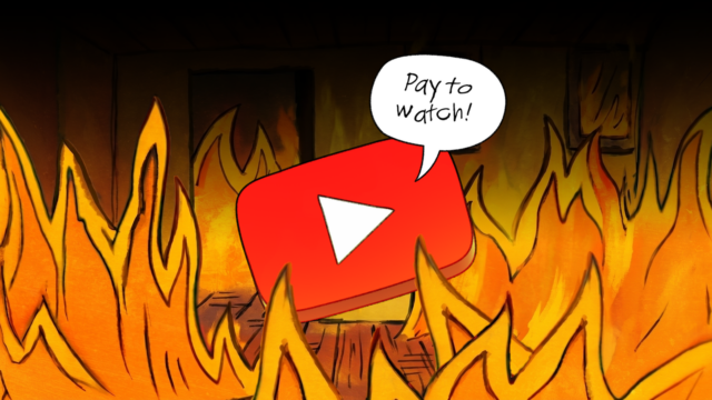 O logotipo do YouTube cercado por vários anúncios.