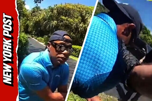 Assistir: A câmera da polícia mostra Tiger Woods ajoelhado, segurando seu braço durante a prisão por dirigir alcoolizado
