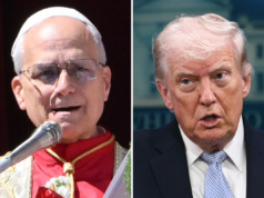 Avaliação de aprovação de Donald Trump com católicos em meio ao drama do Vaticano Pope Leo XIV from the main balcony of St. Peter's basilica at St Peter's square in the Vatican on April 5, 2026 and Donald Trump in the James S. Brady Press Briefing Room of the White House on April 6, 2026, in Washington, DC.