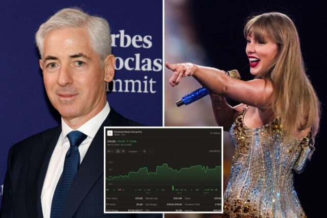 Bill Ackman lança oferta de US$ 65 bilhões pelo selo de Taylor Swift, Universal Music
