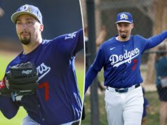Blake Snell, dos Dodgers, ri da troca viral online Quatro jogadores dos Dodgers em campo.