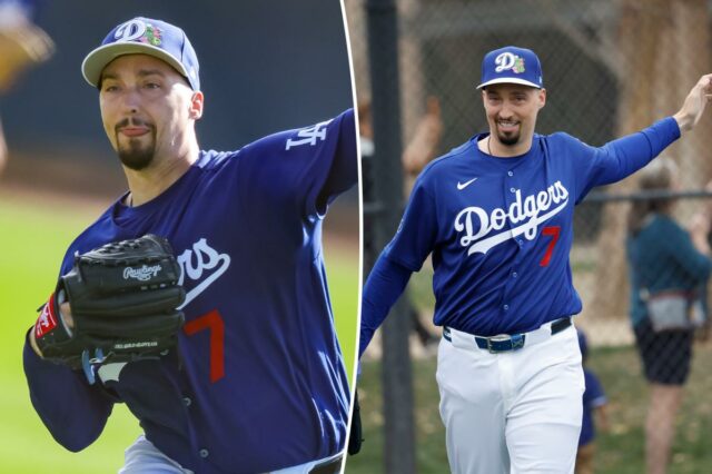 Blake Snell, dos Dodgers, ri da troca viral online Quatro jogadores dos Dodgers em campo.