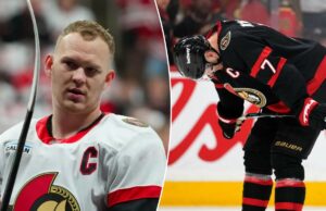 Brady Tkachuk frustrado com constantes rumores comerciais: ‘Está se tornando uma distração’ Brady Tkachuk (7), do Ottawa Senators, abaixa a cabeça depois que o time foi eliminado pelo Carolina Hurricanes após perder no jogo 4 da primeira rodada da série de playoffs de hóquei da NHL Stanley Cup, sábado, 25 de abril de 2026, em Ottawa, Ontário.