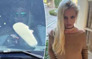 Britney Spears vista pela primeira vez desde que terminou a reabilitação após acusação de DUI Britney Spears com os pés no painel de um Mercedes G-Wagon.