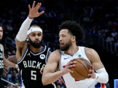 Cade Cunningham, do Pistons, retorna de lesão pulmonar contra Bucks nos playoffs próximos O guarda estrela que retorna Cade Cunningham dirige sobre Gary Trent Jr. de Milwaukee durante o jogo Piston-Bucks em 8 de abril de 2026 em Detroit.