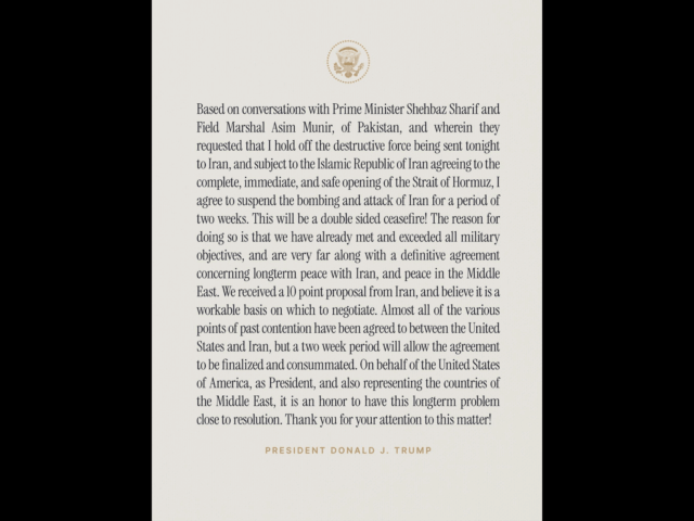 Casa Branca confirma suspensão de ataques ao Irã por duas semanas
