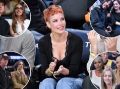 Cavs vs Lakers atrai multidão repleta de estrelas de atletas, músicos e atores Anthony Kiedis mostrando a língua para uma mulher em um jogo do Lakers.