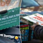 Uma caixa de pizza verde com texto em branco: