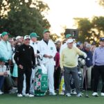 The Masters honorary starters Gary Player, Tom Watson, and Jack Niclaus at Augusta National