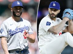 Com Edwin Díaz de fora, Tanner Scott tem chance de redenção como opção mais próxima dos Dodgers Arremessador do Los Angeles Dodgers jogando uma bola de beisebol.