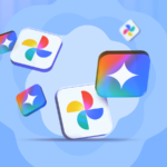 Logotipo do Google Fotos e um botão