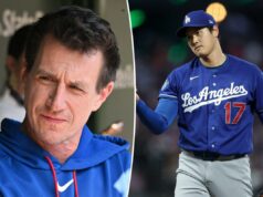 Craig Counsell, do Cubs, afirma que a ‘regra Shohei Ohtani’ é uma ‘má regra’ Um jogador do Los Angeles Dodgers arremessando durante um jogo contra o San Francisco Giants.