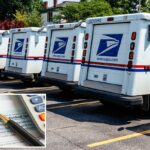 Formulário fiscal 1040, uma caneta e uma calculadora em um gráfico financeiro.