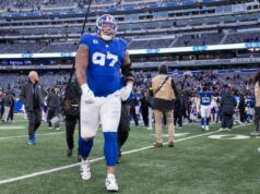 Dexter Lawrence diz que tem um novo ‘fogo’ dentro dos primeiros comentários desde a troca dos Giants para os Bengals Dexter Lawrence II nº 97 do New York Giants sai de campo no final do jogo no MetLife Stadium, domingo, 21 de dezembro de 2025, em East Rutherford, Nova Jersey.