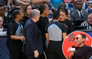 Diana Taurasi reage ao confronto inflamado entre Geno Auriemma e Dawn Staley O técnico do UConn Huskies, Geno Auriemma, e o técnico do South Carolina Gamecocks, Dawn Staley, discutem com um árbitro durante um jogo da Final Four do torneio feminino da NCAA de 2026.