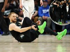 Donte DiVincenzo rasga Aquiles no triturador dos Timberwolves enquanto Anthony Edwards também sai do jogo 4 devido a lesão Donte DiVincenzo reagindo a uma aparente lesão no primeiro quarto de um jogo dos playoffs da NBA.