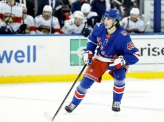 Drew Fortescue usando o trecho final dos Rangers como importante experiência de aprendizado e campo de provas O defensor do New York Rangers, Drew Fortescue, é visto no gelo contra o Florida Panthers no primeiro período no Madison Square Garden. Nova York, EUA, domingo, 29 de março de 2026.