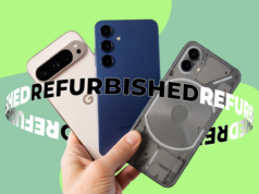 Economizei centenas de dólares comprando meus telefones de uma maneira simples Vários smartphones modernos com uma etiqueta vermelha de aviso de 'Aumento de preço' e notas de dólar caindo em segundo plano.