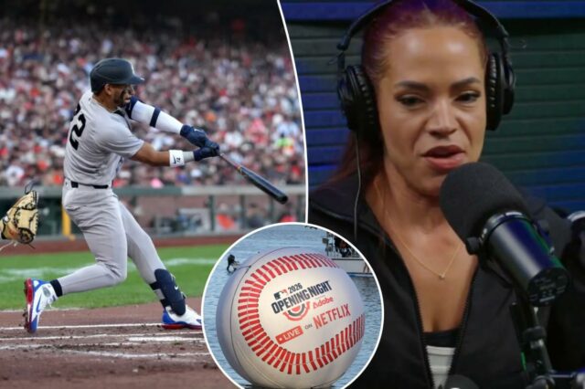 Elle Duncan critica os críticos após o debate da noite O carro alegórico de beisebol da marca Netflix é visto durante o MLB Opening Night Game: Yankees vs. Giants, no Momo's em 25 de março de 2026 em San Francisco, Califórnia.