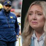 Emocional Paige Shiver afirma que o técnico de futebol deposto Sherrone Moore a engravidou durante um caso feio