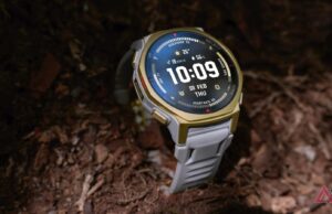 Esta alternativa ao Wear OS impressiona com um design atraente, bateria com duração de 17 dias e um preço surpreendentemente baixo de US$ 200 amazfit-t-rex-3-pro-branco