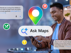 Este recurso do Google Maps agora é minha arma secreta para planejar encontros noturnos Ilustração da tela de um smartphone exibindo o logotipo do Google Maps junto com ícones de lugares salvos, horários populares, linha do tempo do Maps e um botão