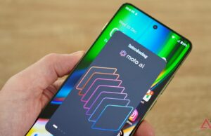 Estou convencido de que smartphones sem IA serão a próxima grande novidade Ilustração de um chip de IA e uma cabeça de robô sobre a tela de um telefone Android