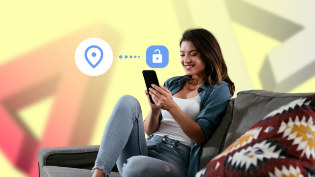 Mascotes do Android espiando em torno de um ícone de cadeado central, acompanhados de impressão digital, desbloqueio facial e gráficos de entrada de senha.