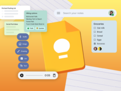 Eu uso esses truques para organizar milhares de notas do Google Keep como um profissional Colagem mostrando mãos segurando um smartphone, conectadas a listas de verificação flutuantes do Google Keep, notas e etiquetas coloridas contra um fundo amarelo.