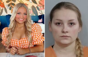 Ex-líder de torcida da Universidade de Kentucky, Laken Snelling, se declara inocente de matar filho recém-nascido Laken Snelling sorrindo enquanto está sentado em uma mesa.