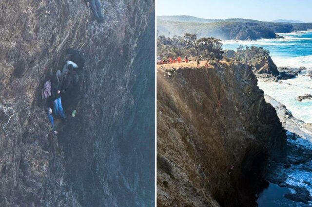 Família de sete pessoas agarrada ao penhasco poderia ter ‘ido embora’ a qualquer momento antes do resgate de parar o coração
