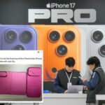Clientes aprendendo sobre o iPhone 17 em uma Apple Store na cidade de Yantai.