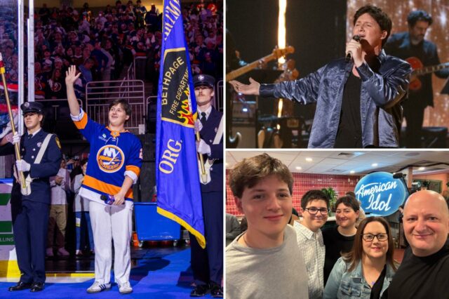 Finalista do 'American Idol' de LI que usou música para vencer a gagueira recebe as boas-vindas de herói em casa
